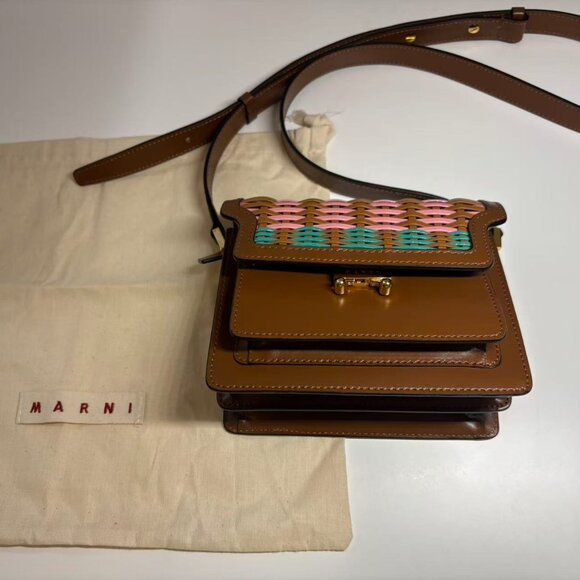 MARNI Brown Basket Trunk Bag - Picture 2 of 7